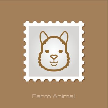 Lama outline stamp. Animal head vector symbol