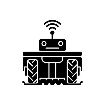 Robotics in agriculture black glyph icon
