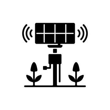 Smart agriculture sensors black glyph icon