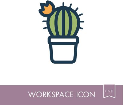 Cactus outline icon. Workspace sign
