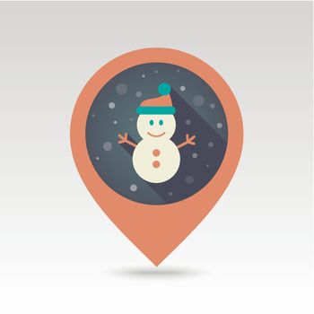 Snowman flat pin map icon