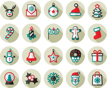 Christmas icons set. Holiday objects collection.