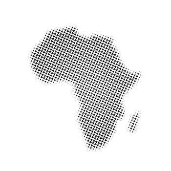 Africa Map triangle halftone vector pictogram. dotted Africa Map icon symbol. Halftone pattern. Vector illustration isolated on white background.