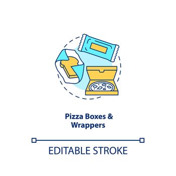 Pizza boxes and wrappers concept icon
