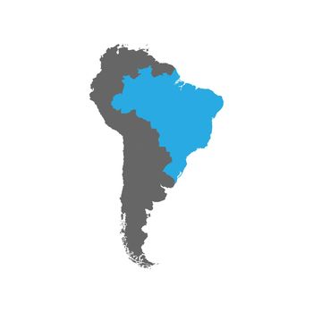 Brazil is highlighted in blue on the South America