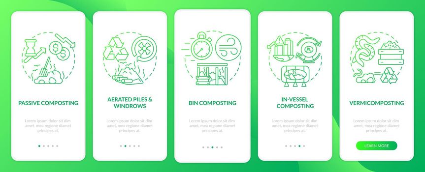 Decomposition methods onboarding mobile app page screen with concepts