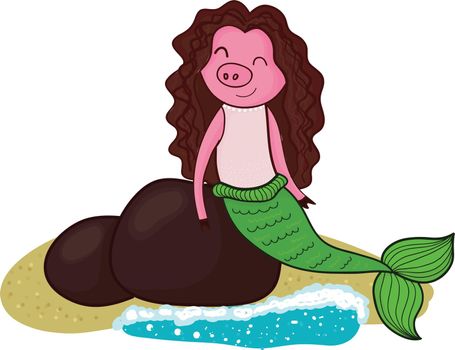 Cartoon pig mermaid