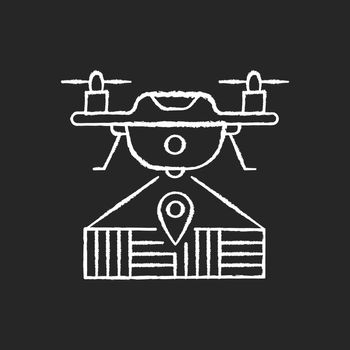 Drone mapping chalk white icon on black background
