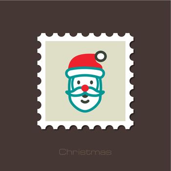 Santa Claus face. Christmas stamp.