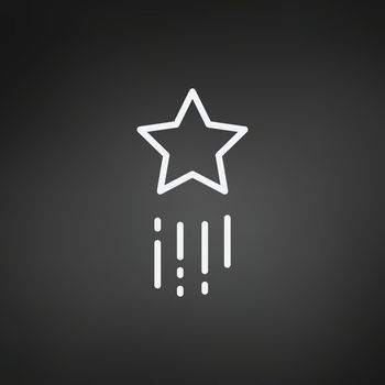 Flying Shooting star icon. vector illustration isolated on black background,