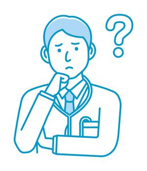 Young male doctor gesture variation illustration | thinking, question, confusion