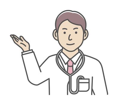 Young male doctor gesture variation illustration | navigate, recommend
