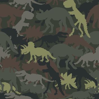 Dinosaur skeleton camouflage color. Vector seamless pattern. Desing for textile, clothes.