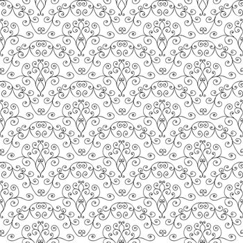 Hand drawing black-and-white curly pattern