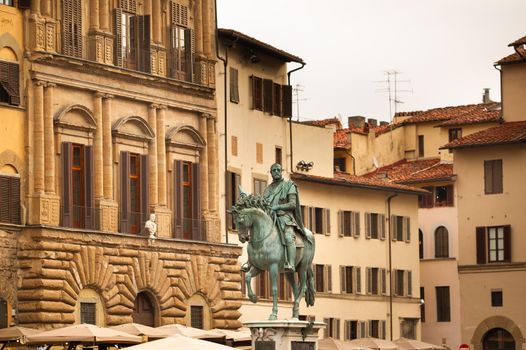 equestrian monument to Cosimo I in the Piazza della Signoria. Florence, Italy.