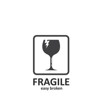 fragile sign  icon vector illustration design template
