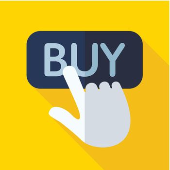 Finger pointing to buy sign icon