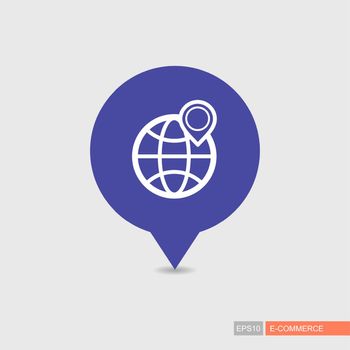 Earth planet and location marker pin map icon