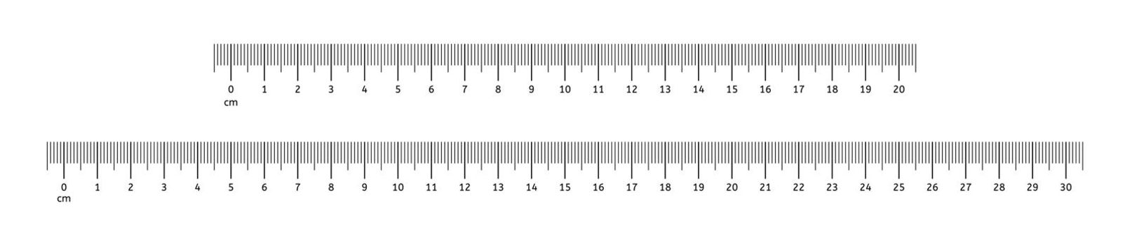 Metric rulers. Centimeter scale. Vector cm metrics indicator.