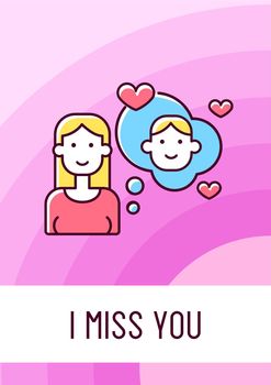 I miss you greeting card with color icon element