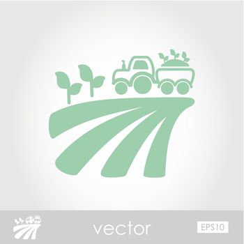Tractor on field harvest seedling vector icon
