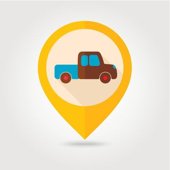 Pickup truck flat mapping pin icon