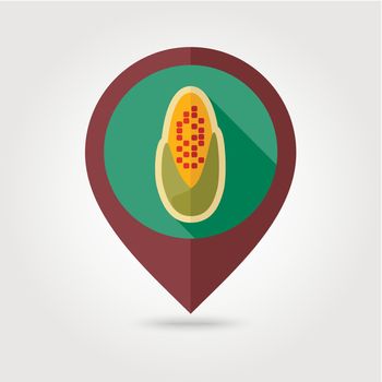 Corncob flat mapping pin icon with long shadow