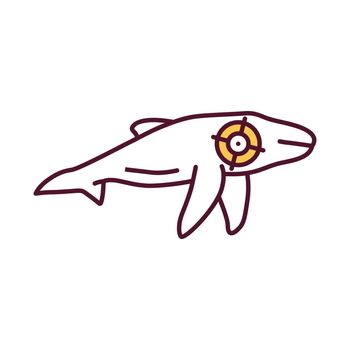 Whale hunting RGB color icon