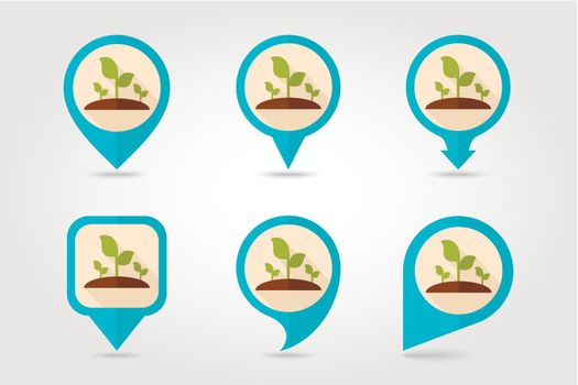 Plant sprout flat mapping pin icon