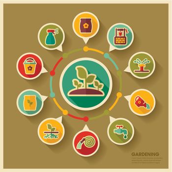 Garden Farm icons and agriculture infographics