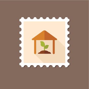 Greenhouse flat stamp with long shadow