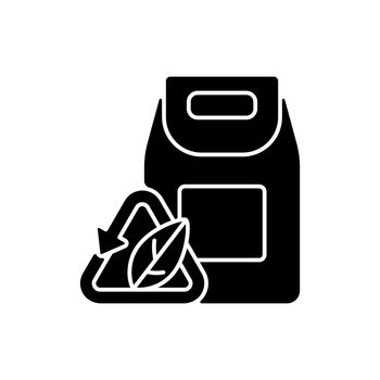 Biodegradable packaging black glyph icon