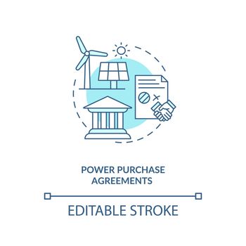 Power purchase and sale of electricity agreements concept icon