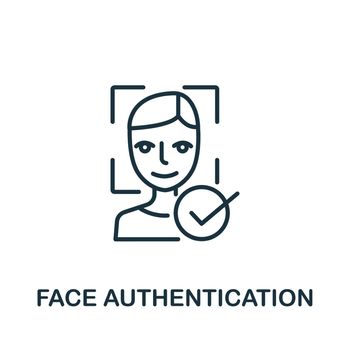 Face Authentication icon from authentication collection. Simple line element Face Authentication symbol for templates, web design and infographics