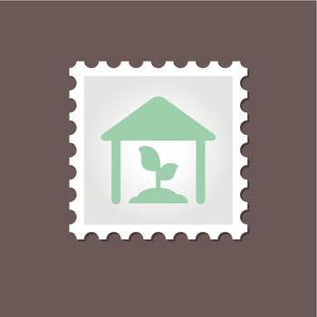 Greenhouse stamp. Outline vector illustration