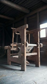 Old age wooden loom machine, vertical