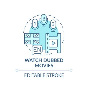 Watching dubbed movies concept icon