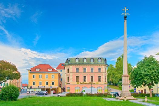 Klagenfurt - June 2020, Austria: View of the Kardinalplatz (Cardinal Square) in the small Austrian city of Klagenfurt