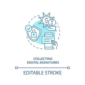 Collecting digital signatures concept icon