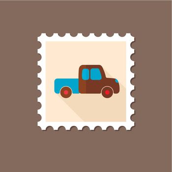 Pickup truck flat stamp with long shadow
