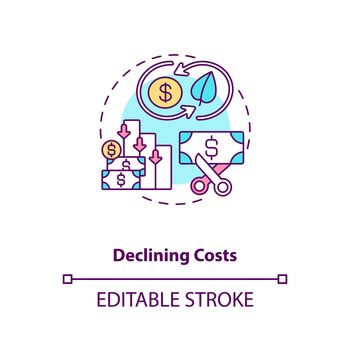 Declining costs concept icon