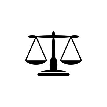 Equilibrium Scale Balance, Justice Libra. Flat Vector Icon illustration. Simple black symbol on white background. Equilibrium Scale Balance, Libra sign design template for web and mobile UI element