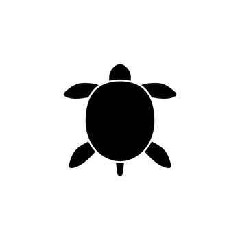 Sea Turtle, Tortoise, Amphibian Reptile. Flat Vector Icon illustration. Simple black symbol on white background. Sea Turtle, Amphibian Reptile sign design template for web and mobile UI element.