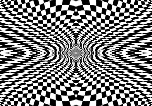 Hypnotic optical illusion in black and white color. Vision 3D geometric background. Abstract optic modern shape in circle. Creative wallpaper for web, print, card, screen.
