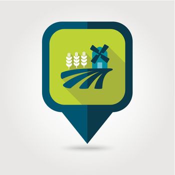 Field mill wheat flat pin map icon. Map pointer