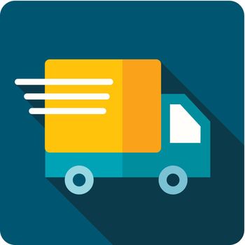 Fast shipping delivery truck flat icon