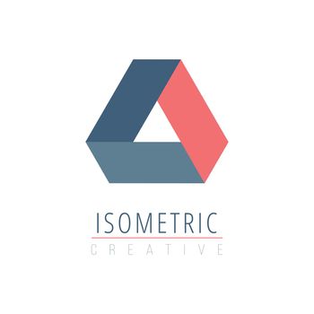 Abstract isometric impossible triangle logo design template, retro optical effect shape. Stock Vector illustration isolated on white background.