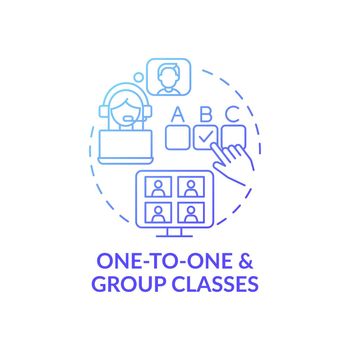 One-to-one and group classes concept icon