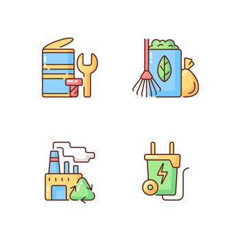Environmental concern RGB color icons set