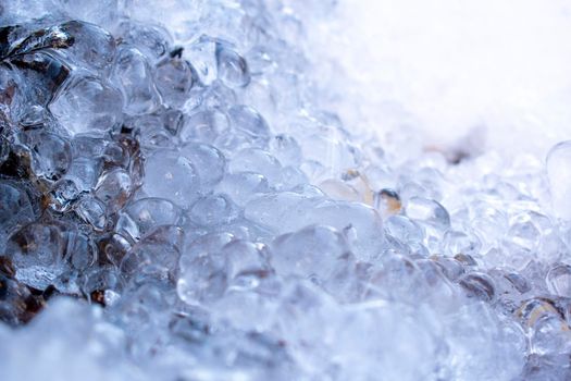 Frozen water drops in winter.